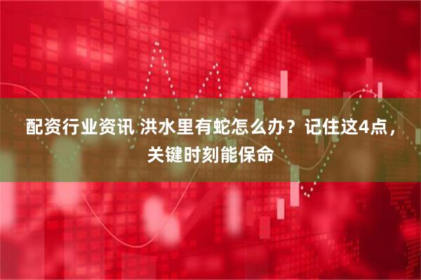配资行业资讯 洪水里有蛇怎么办？记住这4点，关键时刻能保命